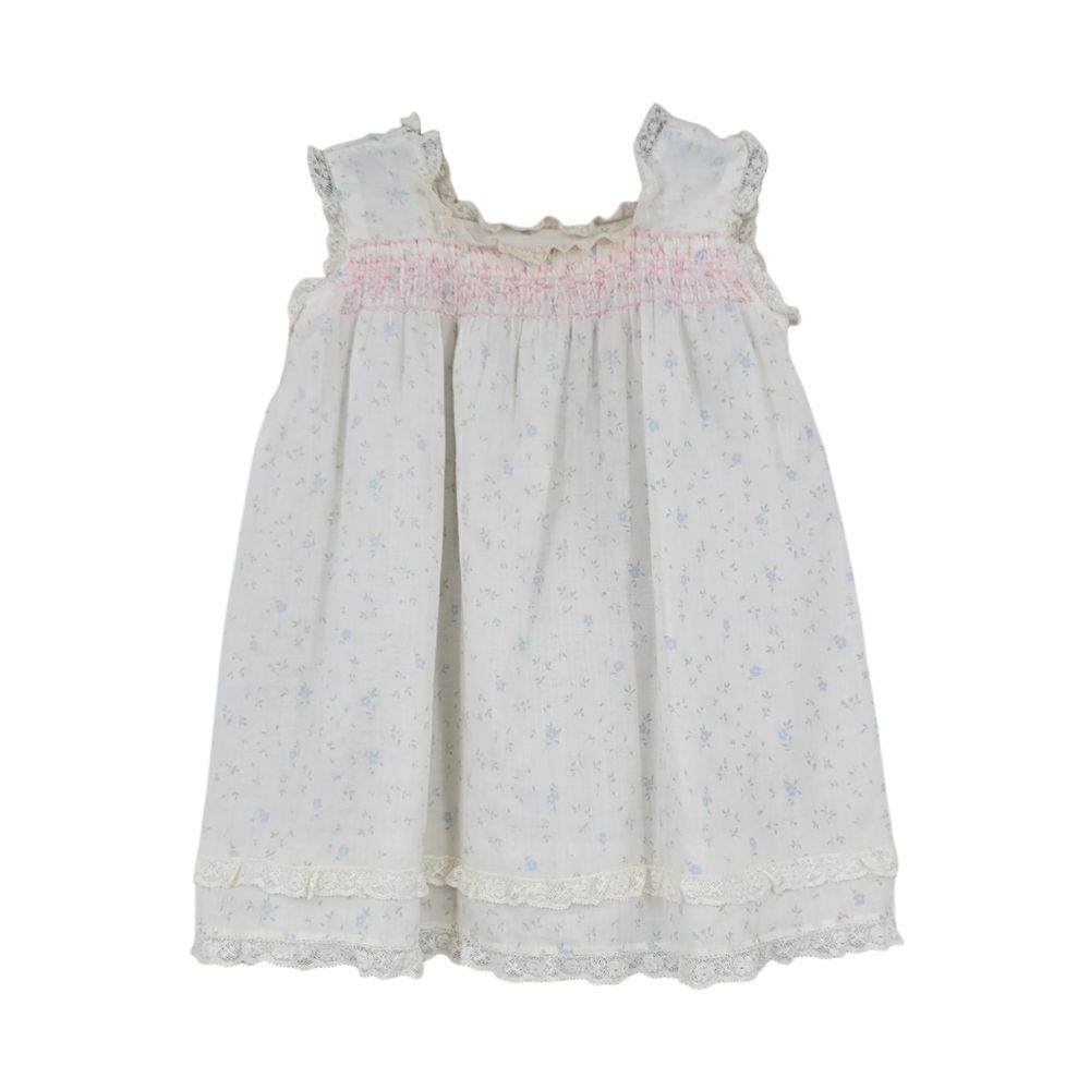 Vintage Infant Cottagecore Nightgown Prarie Smocked Lace Floral